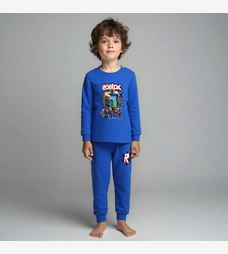 Дитяча піжама для хлопчика, р.98-146 см, інтерлок, блакитна з аплікацією фото на tatoshka.ua
