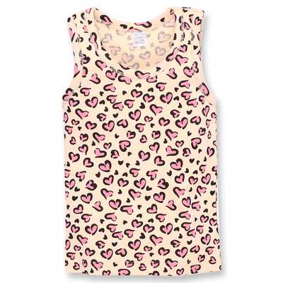 Дитяча майка для дівчинки, р.98-134 см, рібана, молочна з принтом