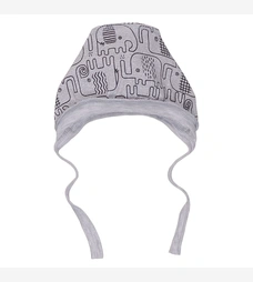 Дитячий чепчик уні, інтерлок, сірий меланж з принтом фото на tatoshka.ua