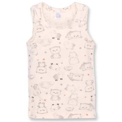 Дитяча майка для дівчинки, р.80-122 см, рібана, молочний з принтом