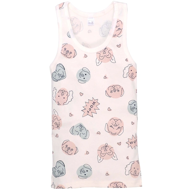 Дитяча майка для дівчинки, р.86-146 см, рібана, молочна з принтом фото Татошка