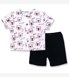 Комплект дитячий уні, р.80-86 см, муслін, білий з принтом фото на tatoshka.ua