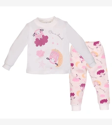 Дитяча піжама для дівчинки, р.80-116 см, інтерлок , молочна з принтом фото на tatoshka.ua