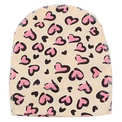 Дитяча шапочка для дівчинки, р.36-42 р, інтерлок, бежева з принтом