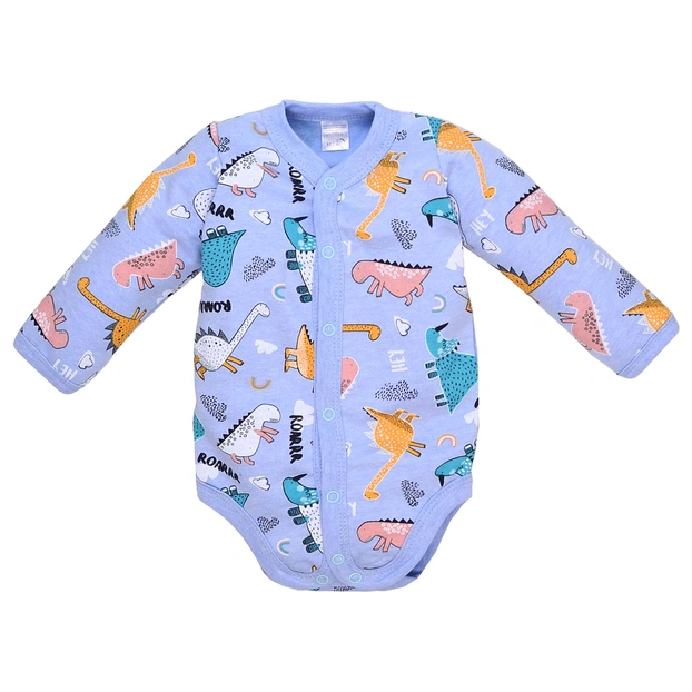 Боди для мальчика, 62-74 см, футер 100% хлопок, голубая с принтом фото Татошка