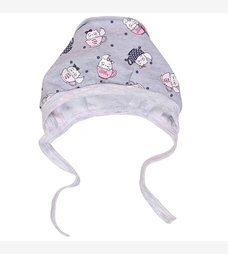 Детский чепчик для девочки, футер, серый с принтом фото на tatoshka.ua