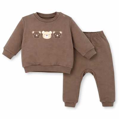 Костюм дитячий комлектом, р.74-92 см, петельний футер, коричневий з аплікацєю