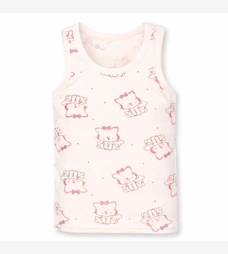 Дитяча майка для дівчинки, р.74-134 см, рібана, молочний з принтом фото на tatoshka.ua