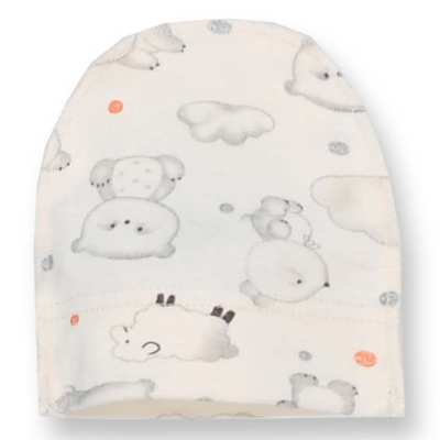 Дитяча шапочка, р.36-42 р, інтерлок, молочний з принтом