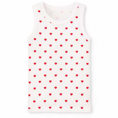 Дитяча майка для дівчинки, р.80-152 см, рібана, біла з принтом