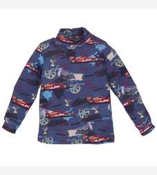 Дитячий гольф для хлопчика, р.86-116 см, рібана, синій з принтом фото на tatoshka.ua