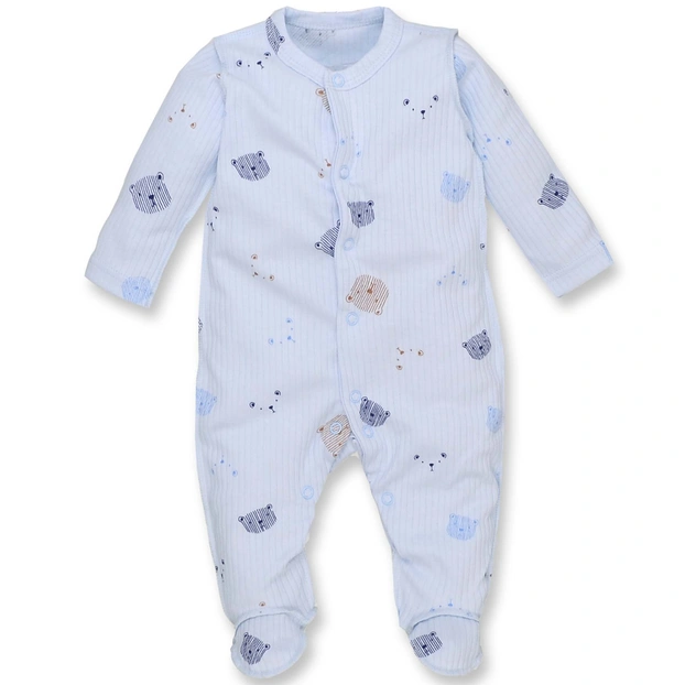 Дитячий комбінезон уні, р.56 см, інтерлок 'рапорт', блакитний з принтом фото Татошка