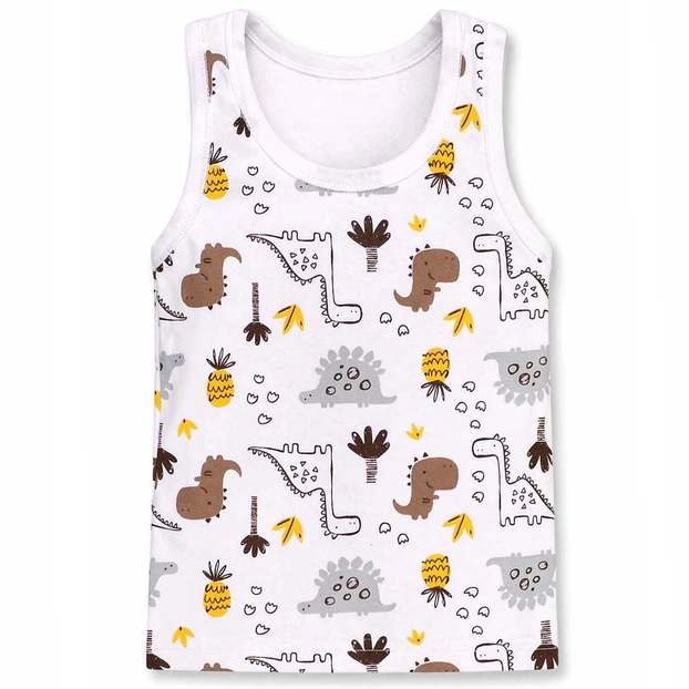 Дитяча майка уні, р.74-128 см, рібана, біла з принтом фото Татошка