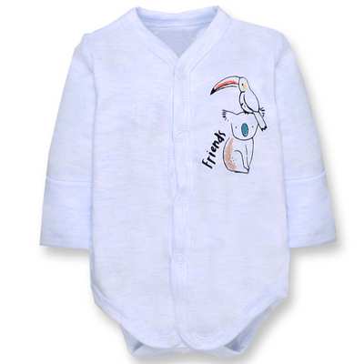 Полукомбинезон уни, 50-56 см, интерлок, голубой меланж с аппликацией, ручка трансформер.