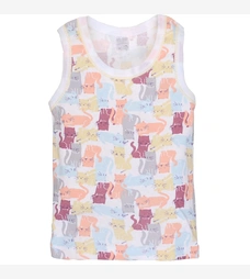 Дитяча майка для дівчинки, р.86-134 см, рібана, біла з принтом фото на tatoshka.ua