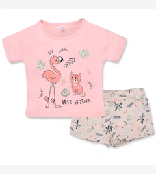 Комплект дитячий для дівчинки, р.98-146 см, кулір, рожевий з бежевим фото на tatoshka.ua