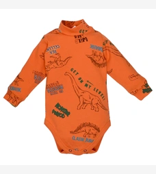 Дитяче боді-гольф з довгим рукавом для хлопчика, р.74-98 см, рібана, помаранчовий з принтом фото на tatoshka.ua