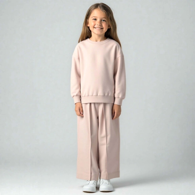 Комплект дитячий для дівчинки, р.116-128 см, петельний футер, рожевий фото Татошка