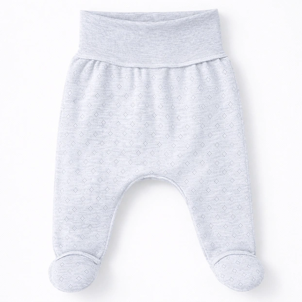 Ползунки на резинке уни, 50-62см, ажур, серый меланж фото Татошка