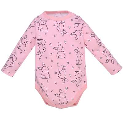 Боді для дівчинки, 80-92 см, інтерлок 100% бавовна, рожева з принтом