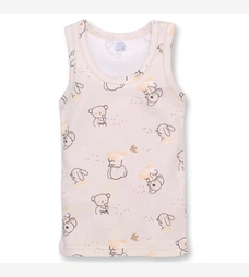 Дитяча майка для дівчинки, р.74-116 см, рібана, молочний з принтом фото на tatoshka.ua