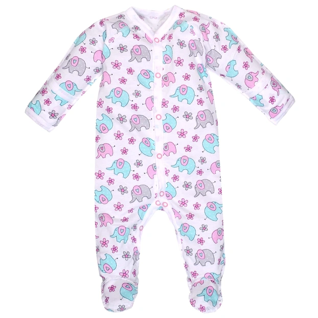 Детский комбинезон для девочки, р.56 см, кулир, белый с принтом. фото Татошка