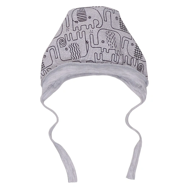 Дитячий чепчик уні, інтерлок, сірий меланж з принтом фото Татошка