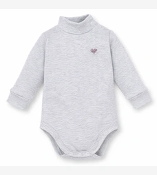 Дитяче боді-гольф з довгим рукавом для дівчинки, р.68-86 см, кашкорсе з начосом, сірий меланж фото на tatoshka.ua