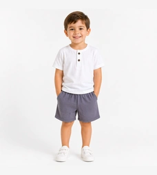 Комплект дитячий уні, р.116-134 см, муслін, білий з сірим фото на tatoshka.ua