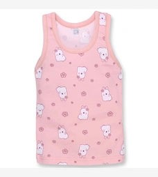 Дитяча майка для дівчинки, р.80-116 см, рібана, рожева з принтом фото на tatoshka.ua