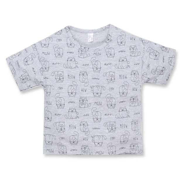 Футболка дитяча, р.86-122 см, кулір, сірий меланж з принтом фото Татошка