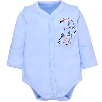 Боди для мальчика, 50-56 см, интерлок, голубой с аппликацией