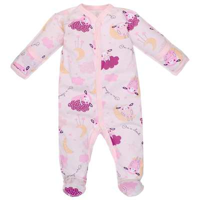 Дитячий комбінезон для дівчинки, р.50-56 см, кулір, рожевий з принтом