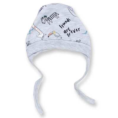 Дитячий чепчик уні, кулір, сірий меланж з принтом