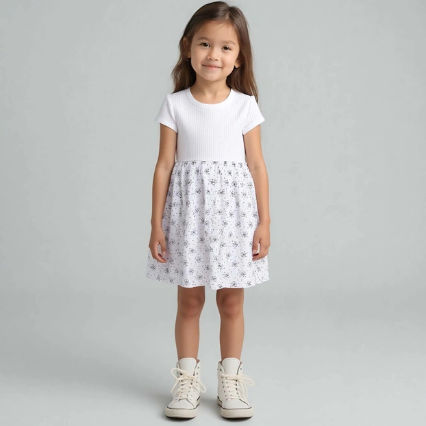 Дитяча сукня, р.92-104 см, муслін, біла з принтом фото Татошка