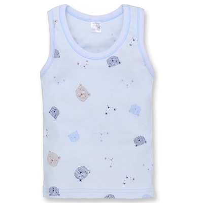 Дитяча майка для дівчинки, р.74-116 см, рібана, блакитна з принтом