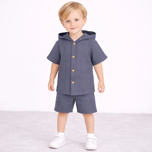 Комплект дитячий уні, р.116-134 см, муслін, сірий фото Татошка