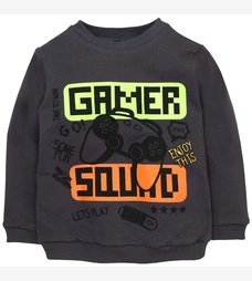 Джемпер для хлопчика, 104-134 см, футер петельний, сірий з аплікацією фото на tatoshka.ua