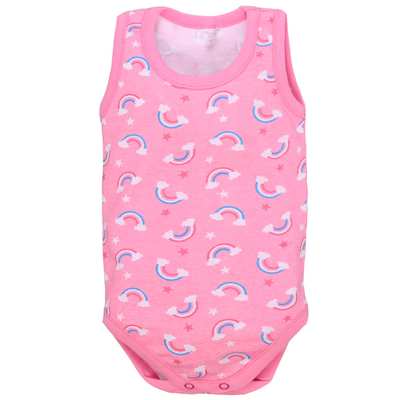 Детское боди-майка для девочки, р. 68-92см, рибана, розовое