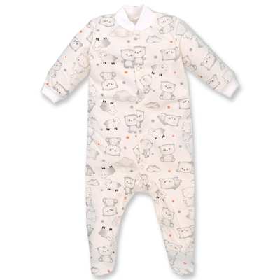 Дитячий комбінезон уні, р.62-74 см, футер з начісом, молочний з принтом