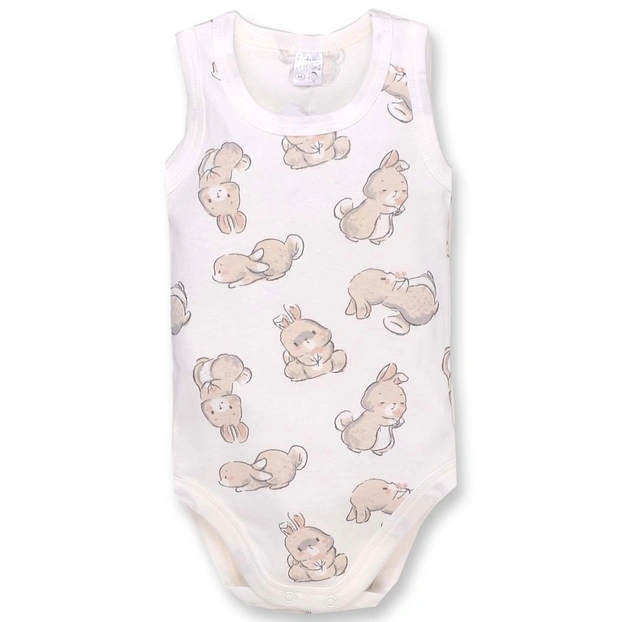 Боді-майка уні, 68-86см, рібана 100% бавовна, молочна з принтом фото Татошка