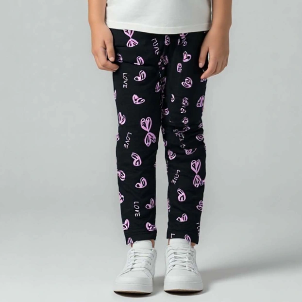 Дитячі лосини , р.104-164 см, кулір з еластаном, чорні з принтом фото Татошка
