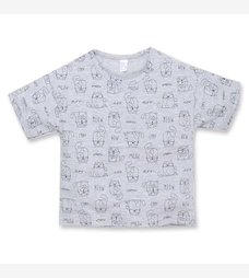 Футболка дитяча, р.86-122 см, кулір, сірий меланж з принтом фото на tatoshka.ua