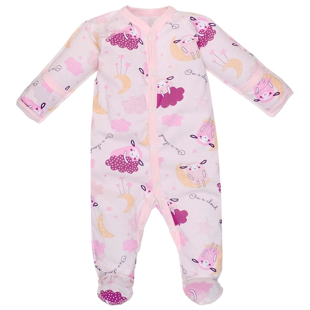 Дитячий комбінезон для дівчинки, р.50-56 см, кулір, рожевий з принтом фото Татошка