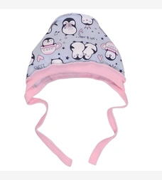 Дитячий чепчик для дівчинки, футер, блакитний з принтом фото на tatoshka.ua