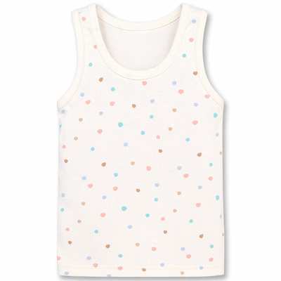 Дитяча майка для дівчинки, р.92-134 см, рібана, біла з принтом