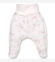 Повзунки на резинці для дівчинки, 56-62см, інтерлок рапорт, молочний з принтом фото на tatoshka.ua