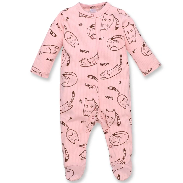 Дитячий комбінезон для дівчинки, р.62-74 см, інтерлок 'рапорт', рожевий з принтом фото Татошка