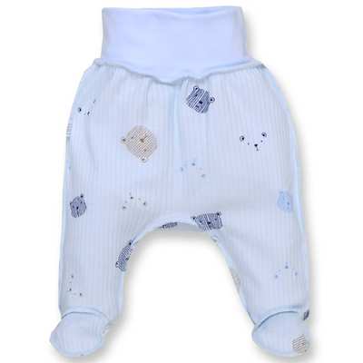 Повзунки на резинці уні, 56-62см, інтерлок рапорт, голубі з принтом