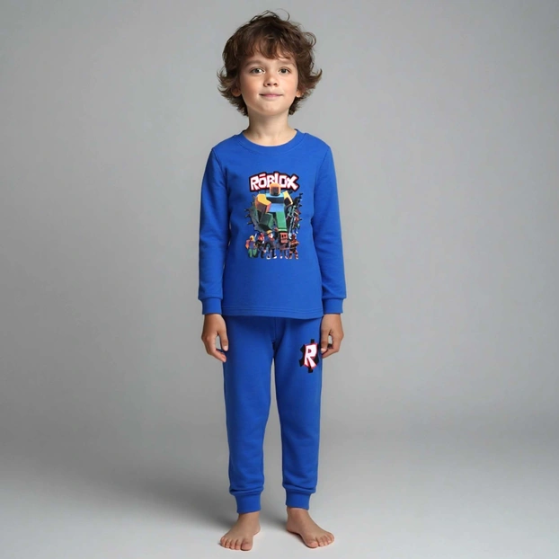 Дитяча піжама для хлопчика, р.98-146 см, інтерлок, блакитна з аплікацією фото Татошка